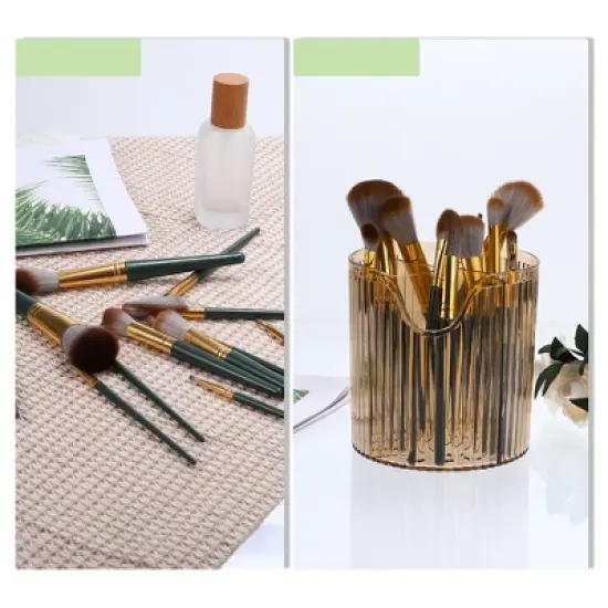 Unique Bargains 4 Slot Makeup Brush Cup Makeup Organizer for Bathroom Countertops 1 Pc image {4}