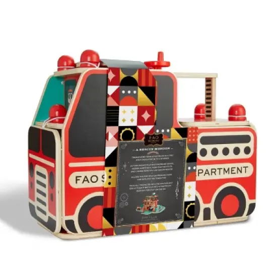 FAO Schwarz Rescue Responders Wooden Fire Station Playset - 21pcs image {9}