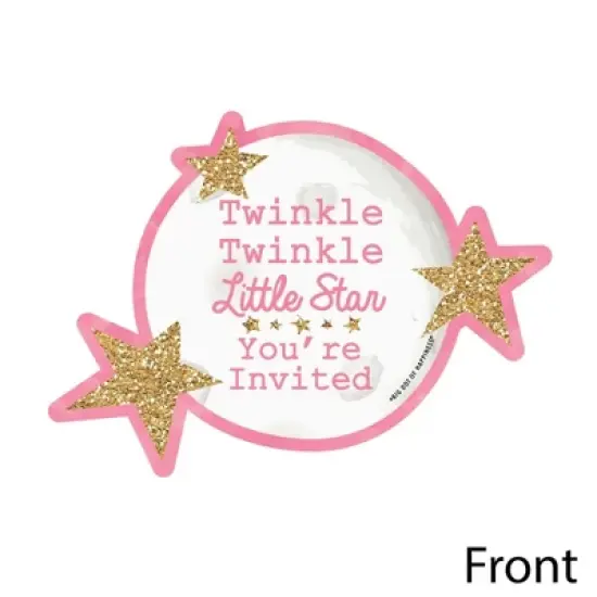 Big Dot of Happiness Pink Twinkle Twinkle Little Star - Shaped Invitations - Baby Shower or Birthday Party Invitation Cards with Envelopes - Set of 12 image {2}
