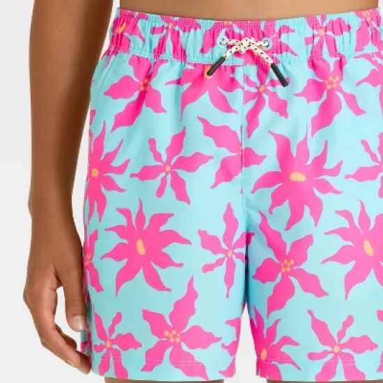 Boys' Floral Printed Trunks - art class&trade; Blue image {2}