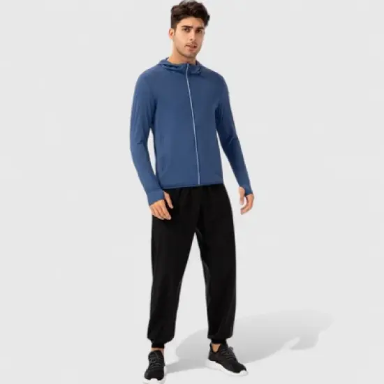 Anna-Kaci Active Men's Lightweight Zip-Up Hooded Jacket with Thumbholes and UPF 50+ Protection image {5}