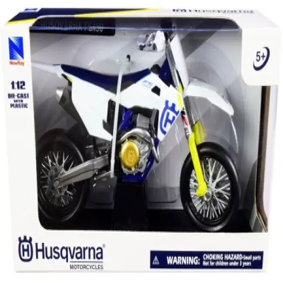 Husqvarna FS450 White and Blue 1/12 Diecast Motorcycle Model by New Ray image {1}