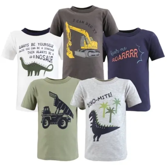 Hudson Baby Toddler Boy Short Sleeve T-Shirts, Construction Dino image {8}