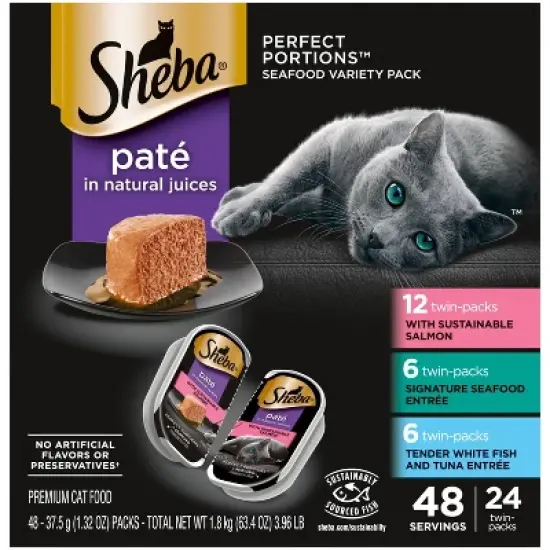 Sheba Perfect Portions Seafood Flavor Variety Pack Pate Wet Cat Food image {1}