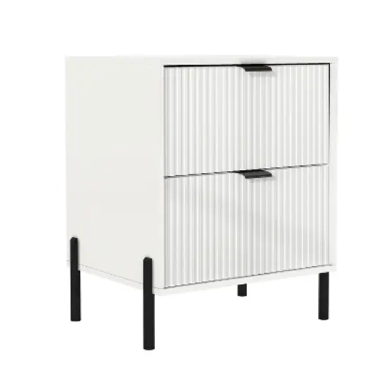 Festivo 3pc Modern Elegance 2 Drawer Nightstands and 5 Drawer Chest Set Off-White image {7}
