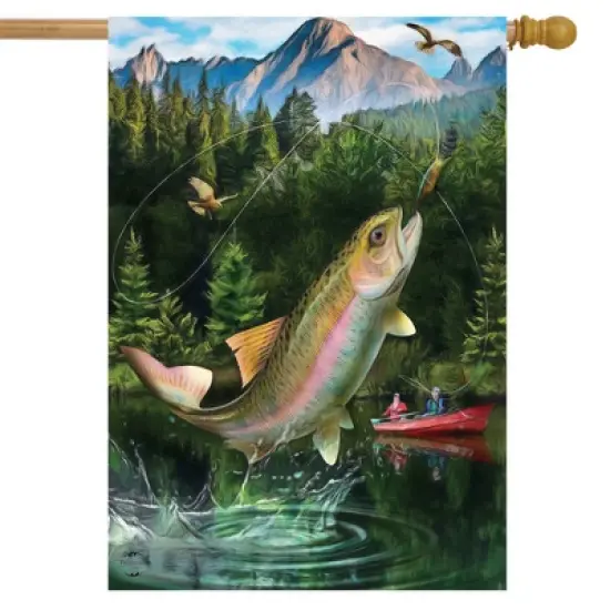 Gone Fishing Summer House Flag Outdoors 28" x 40" Briarwood Lane image {1}