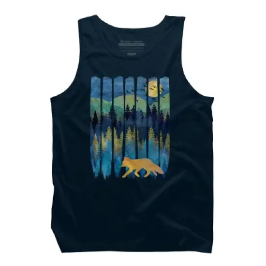 Men's Design By Humans Fox Forest Night By Maryedenoa Tank Top image {7}