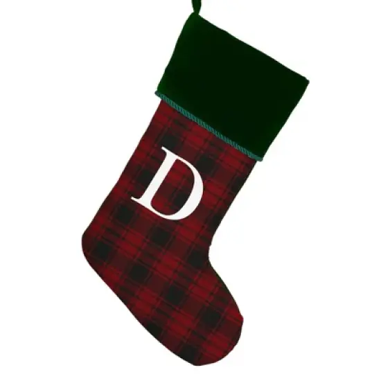 Personalization Mall Christmas Plaid Initial Christmas Stocking, Green Cuff image {5}