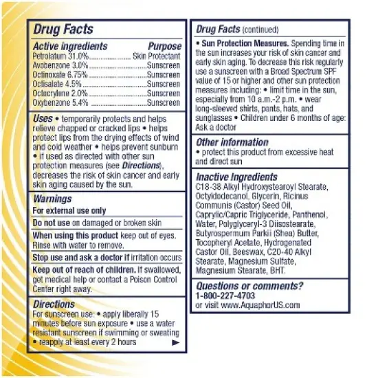 Aquaphor Lip Protectant + SPF Lip Balm - 0.17oz image {9}