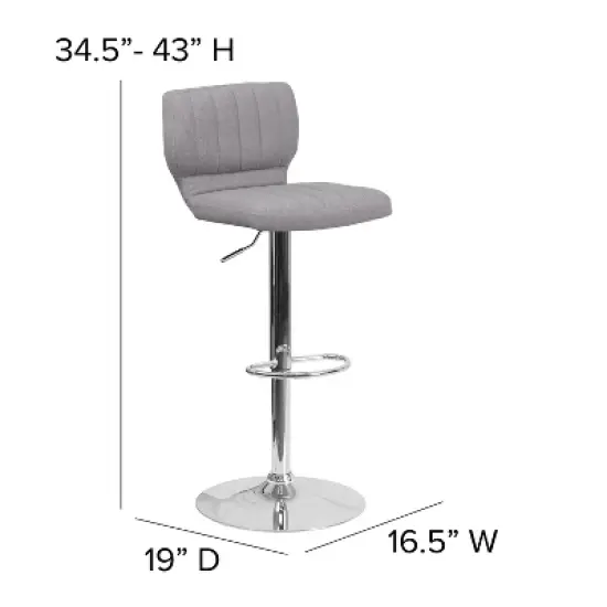 Flash Furniture Contemporary Vinyl Adjustable Height Barstool with Vertical Stitch Back and Chrome Base image {3}