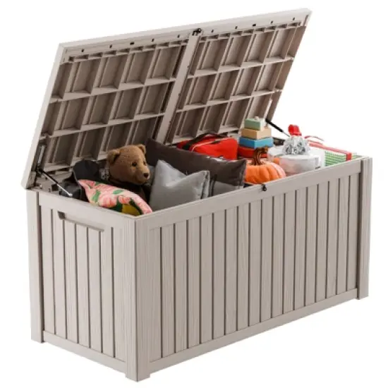 180 Gallon Resin Deck Box, Lockable Waterproof Ourdoor Storage Container for Pool Accessories, Patio and Garden Tools image {1}