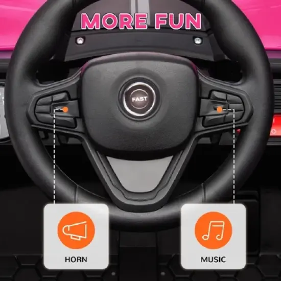 Qaba 12V Ride On Truck, 3.7 MPH Battery Powered Electric Car for Kids w/ Remote Control, 4-Wheel Suspension, Lights, Horn & Music, Pink image {4}