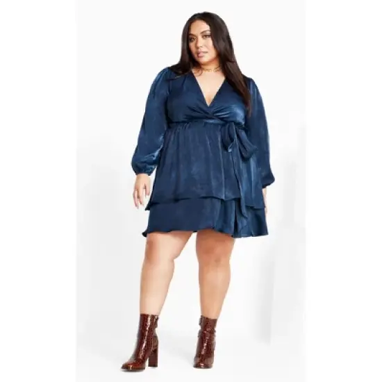 Women's Plus Size Twisted Ruffle Dress - Navy | CITY CHIC image {5}