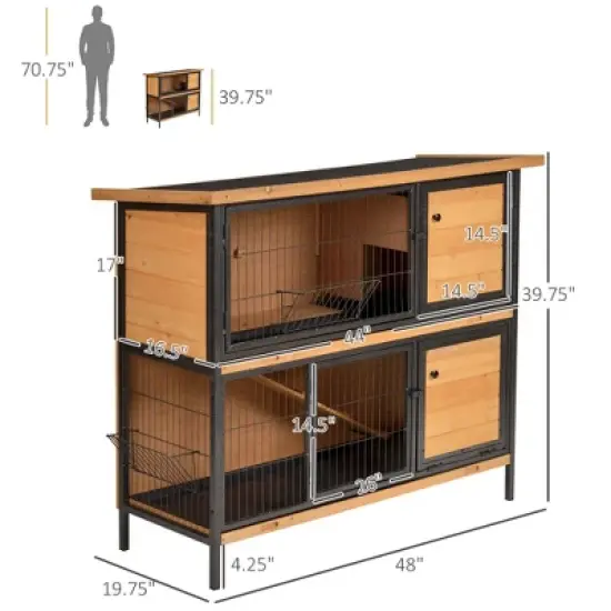 Gulches Pet Houses - 2-Story Rabbit Hutch with Ramp, No Leak Tray, and Waterproof Roof image {8}