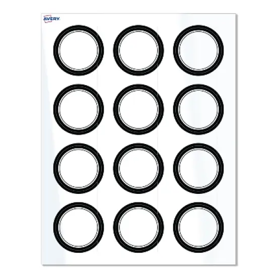 Avery&reg; Labels, 2" Diameter, Double Black Border, Glossy White, 120ct image {8}