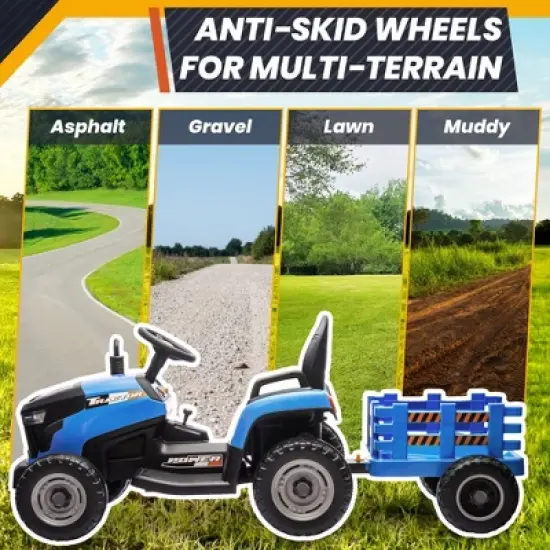 JOYRACER 2WD 24V 2-Seater Electric Ride-On UTV for Kids, 2&times;75W Motors, Remote Control, LED Lights, Spring Suspension, 3 Speeds & Bluetooth Music image {3}