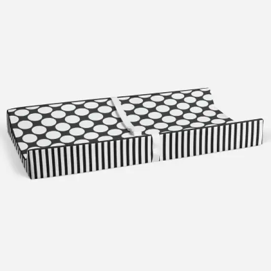 Bacati - Dots/Pin Stripes Black/White Large Dots Changing Pad Cover image {3}