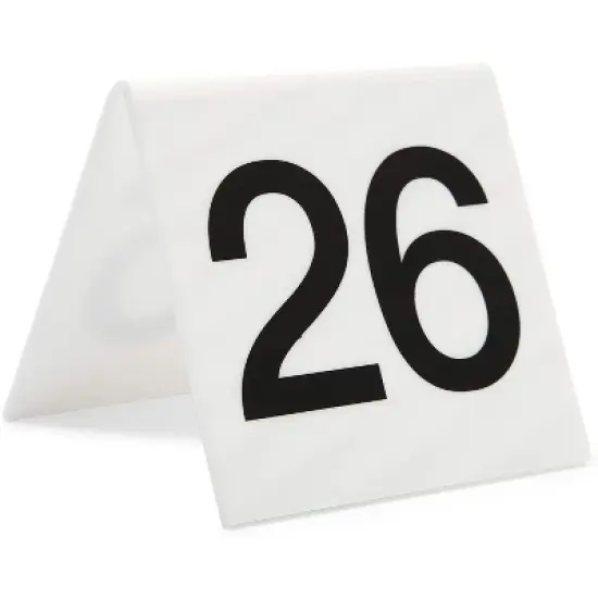 Juvale Set of 25 Acrylic Table Numbers for Wedding, Plastic Tent Cards Numbered 26-50 for Restaurants, Banquets, Receptions, 3 x 2.75 x 2.5 In image {2}