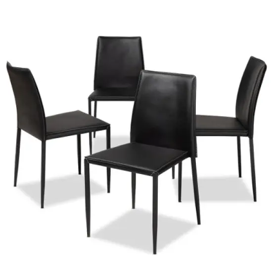 Set of 4 Pascha Modern and Contemporary Faux Leather Upholstered Dining Chairs - Baxton Studio image {5}