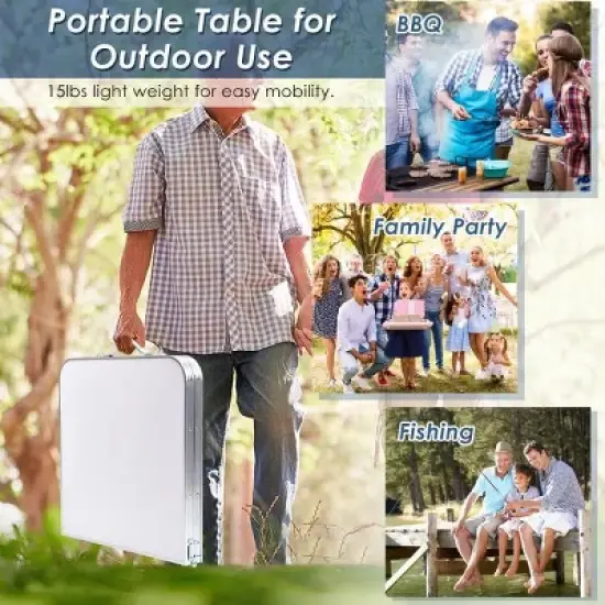Racxily Height Adjustable Folding Camping Table, image {8}