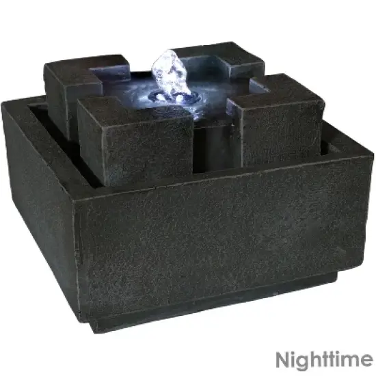 Sunnydaze Indoor Home Office Decorative Square Dynasty Bubbling Tabletop Water Fountain Feature - 7" image {2}