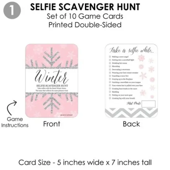 Big Dot of Happiness Pink Winter Wonderland - 4 Holiday Snowflake Birthday Party and Baby Shower Games - 10 Cards Each - Gamerific Bundle image {3}