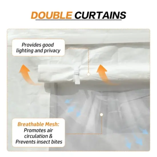 Aoodor Vehicle Carport Canopy, Heavy Duty Iron Frame Portable Garage with Removable Sidewalls and Roll-up Windows and Doors, Party Tent Boat Shelter image {7}