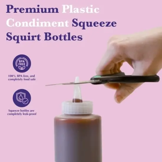 6-Pack 32oz Condiment Squeeze Bottles Durable Plastic with Funnel, Erasable Marker & Reusable Labels &acirc;&euro;&ldquo; Perfect for Sauces, Dressings & More image {1}