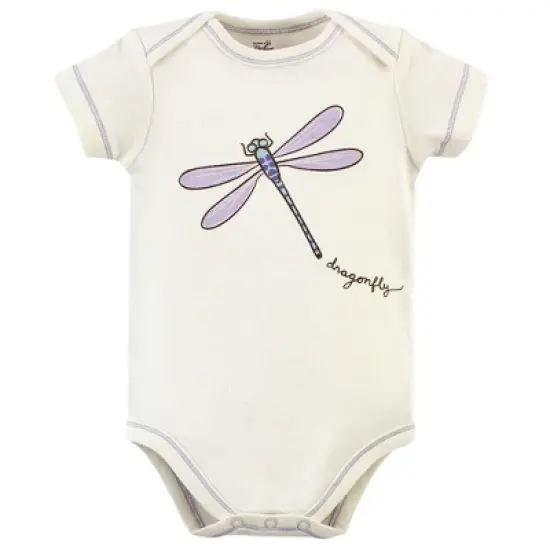 Touched by Nature Baby Girl Organic Cotton Bodysuits 5pk, Dragonfly image {5}