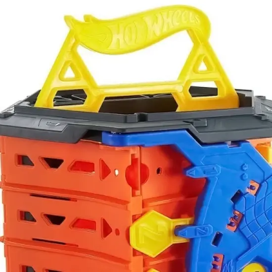 Mattel Hot Wheels 5 Lane Collapsible Roll-Out Raceway Track Set with 1 Hot Wheels Race Car and Carrying Handle for Portability, Multicolor image {2}