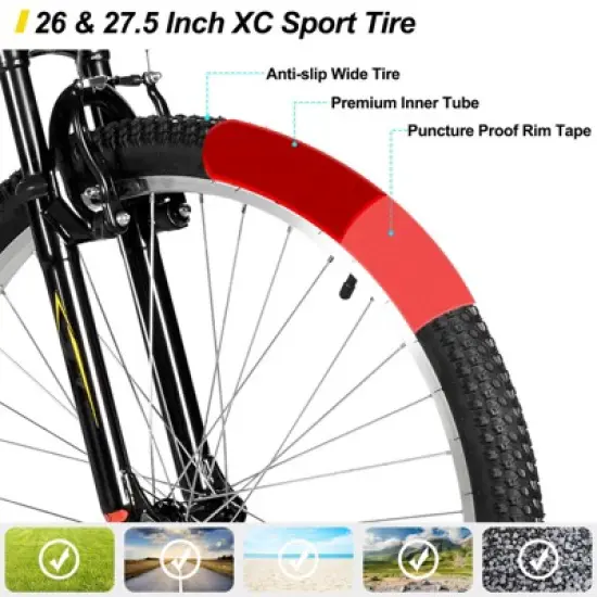 BAMCBASE Men's Mountain Bike with 18 Speeds image {3}