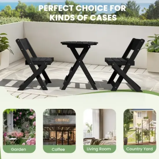 Hyleory 3-Piece Patio Bistro Set - Foldable Table & Chairs with Coffee Table, Lightweight for Balcony, Garden, Apartment ,Weather-Resistant image {8}