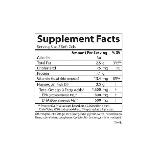 Carlson - Elite Omega-3 Gems, 1600 mg Omega-3s, Norwegian, Wild Caught, Sustainably Sourced, Lemon image {3}