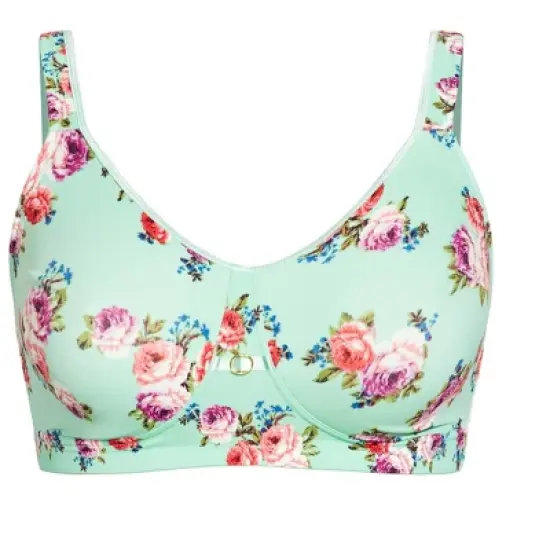 Women's Plus Size Fashion Soft Caress Bra - mint floral | AVENUE image {2}
