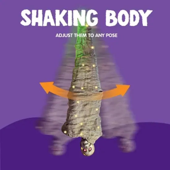 Joyfy Cocoon Corpse Halloween Decoration, 65" Hanging Skeleton Corpses with Lights and Sound, Animated Hanging Dead Body Prop for Indoor Outdoor Decor image {4}