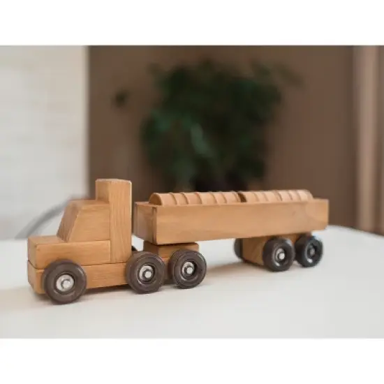 Remley Kids Wooden Barrel Truck w/ Barrels Playset image {1}