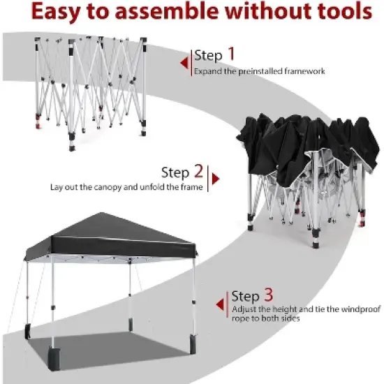 Acekool 10x10 Pop Up Canopy Tent, One-Person Setup Instant Shelter, Adjustable Heights, Wheeled Bag, Sandbags & Stakes, Outdoor Shade, White image {4}