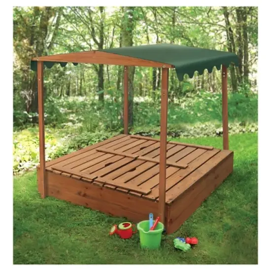 Badger Basket Covered Convertible Cedar Sandbox with Canopy and Two Bench Seats image {4}