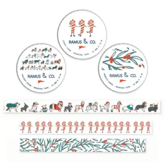 Holiday Masking Tape by Ramus & Co - 3ct Rolls, Assorted image {4}