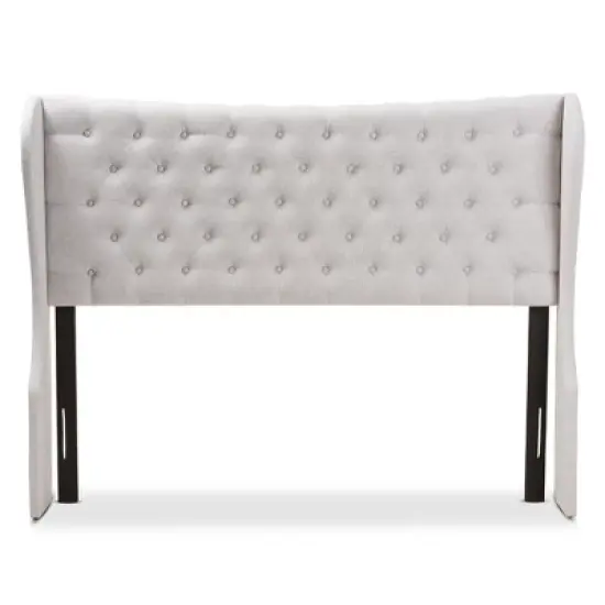 Cadence Modern and Contemporary Fabric Button Tufted Winged Headboard Gray - Baxton Studio image {1}