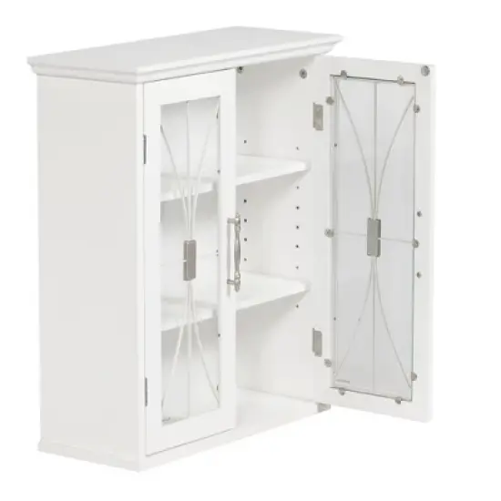 Teamson Home Delaney Removable Wooden Wall Cabinet with 2 Doors- White image {6}