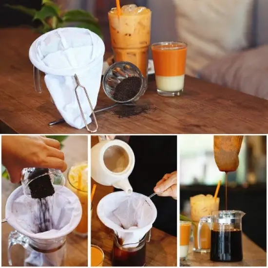 Thai Traditional Reusable Muslin Tea Coffee Filter Strainer for Making Thai Tea /Coffee image {6}