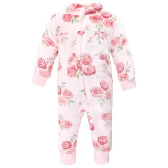 Hudson Baby Infant Girl Plush Jumpsuits, Blush Rose image {2}