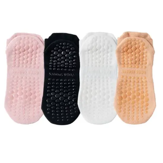 Anna-Kaci 4-Pack Women's Mesh Top Non-Slip Yoga Socks with Full Sole Grips and Breathable Lightweight Fabric image {10}