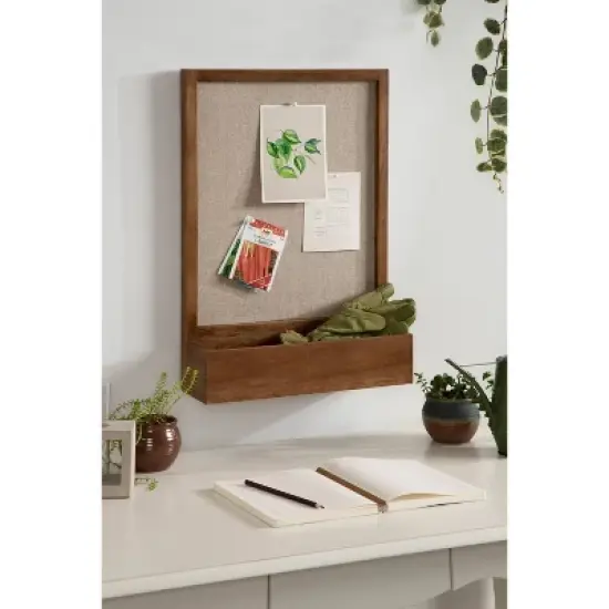 15" x 22" Hutton Framed Fabric Pinboard with Pocket Shelf - Kate & Laurel All Things Decor image {5}