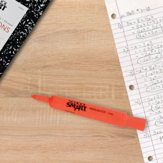 School Smart Tank Style Highlighters, Chisel Tip, Orange, Pack of 12 image {1}