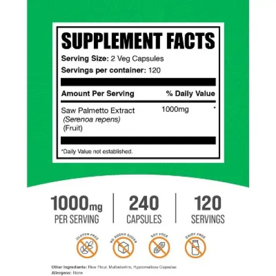 BulkSupplements Saw Palmetto Capsules image {1}