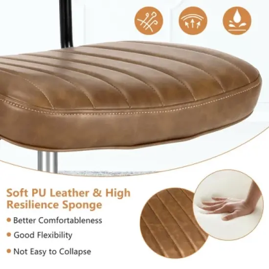 Costway PU Leather Office Chair Adjustable Swivel Task Chair w/ Backrest image {5}