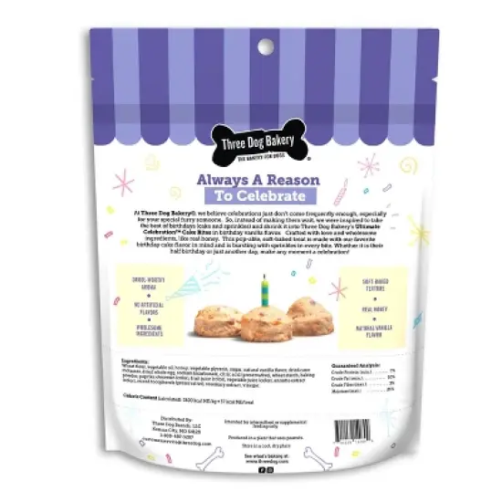 Three Dog Bakery Vanilla Flavor Cake Bites Dog Treats - 12oz image {1}