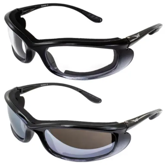 2 Pairs of Global Vision Eyewear Shadow Motorcycle Glasses with Clear, Flash Mirror Lenses image {8}
